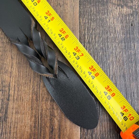 Gap Double O Ring Leather Cinch Belt Woven Leather Detail Size Large Black - Picture 12 of 15